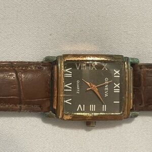Geneva copper‎ tone  Brown Leather Watch